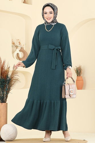 moda selvim الفستان بترولي 4127PM271 - Thumbnail