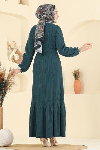 moda selvim الفستان بترولي 4127PM271 - Thumbnail