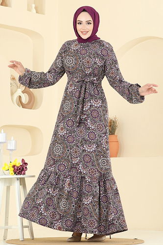 moda selvim Dress 4128PM271 Pattern 1 Damson - Thumbnail