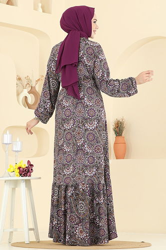 moda selvim Dress 4128PM271 Pattern 1 Damson - Thumbnail