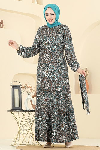 moda selvim Dress 4128PM271 Pattern 1 Emerald - Thumbnail