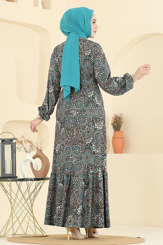 moda selvim Dress 4128PM271 Pattern 1 Emerald - Thumbnail