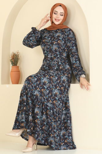 P.R.M. - Dress 4128PM271 Pattern 2 Navy Blue