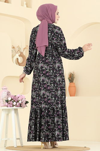 moda selvim Dress 4128PM271 Pattern 2 Purple - Thumbnail