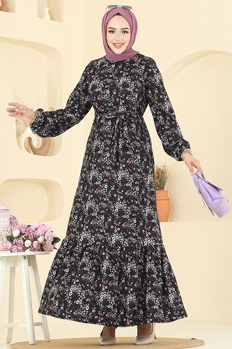 moda selvim الفستان نمط 2 أرجواني 4128PM271 - Thumbnail