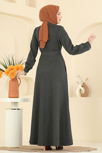 moda selvim Dress 4129PM271 Khaki - Thumbnail