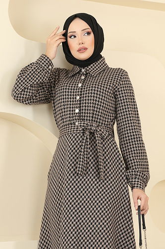 moda selvim الفستان بيج 4129PM271 - Thumbnail