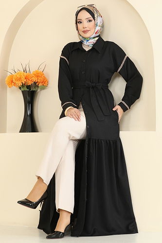 moda selvim Dress 4130PM271 Black - Thumbnail