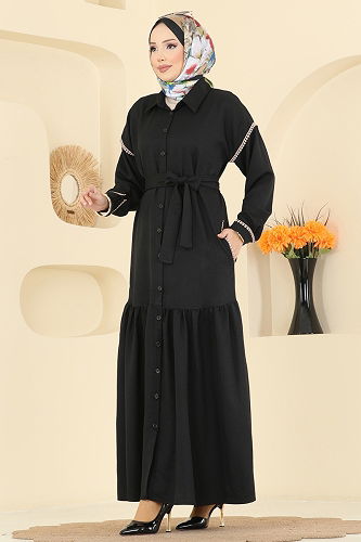 moda selvim Dress 4130PM271 Black - Thumbnail