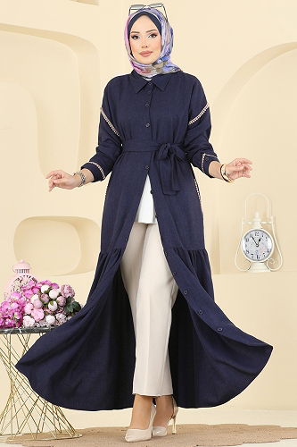 moda selvim الفستان كحلي 4130PM271 - Thumbnail