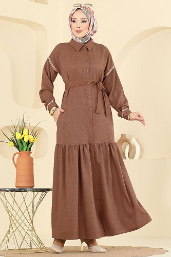 moda selvim Dress 4130PM271 Tan - Thumbnail