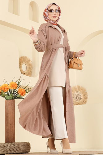 moda selvim الفستان بيج 4130PM271 - Thumbnail