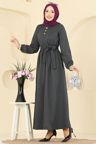 moda selvim Dress 4133PM271 Anthracite - Thumbnail