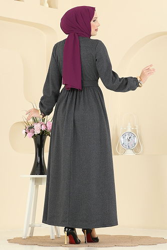 moda selvim Dress 4133PM271 Anthracite - Thumbnail