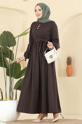 moda selvim Dress 4133PM271 Brown - Thumbnail
