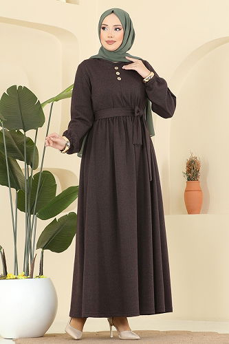 moda selvim Dress 4133PM271 Brown - Thumbnail