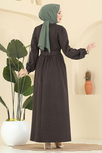 moda selvim Dress 4133PM271 Brown - Thumbnail