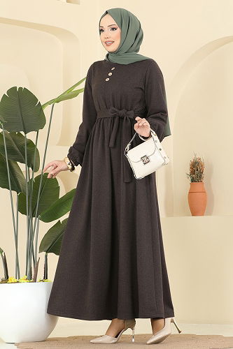 moda selvim Dress 4133PM271 Brown - Thumbnail