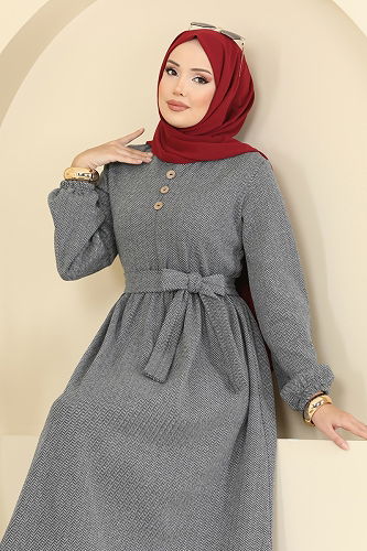 moda selvim Dress 4133PM271 Gray - Thumbnail