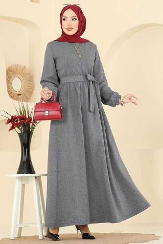moda selvim Dress 4133PM271 Gray - Thumbnail