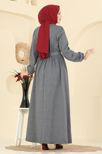 moda selvim Dress 4133PM271 Gray - Thumbnail