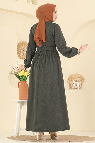 moda selvim Dress 4133PM271 Khaki - Thumbnail
