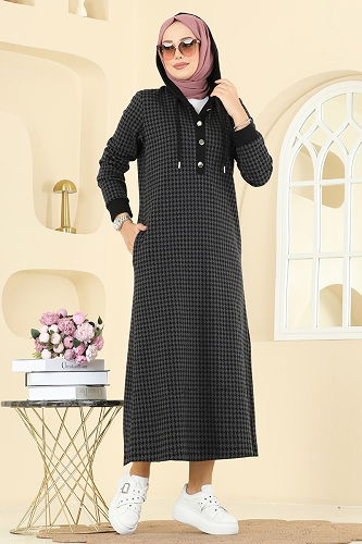 moda selvim Dress 4135PM271 Anthracite - Thumbnail