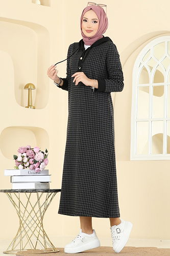 moda selvim Dress 4135PM271 Anthracite - Thumbnail