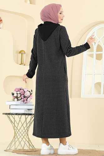 moda selvim الفستان رمادي غامق 4135PM271 - Thumbnail