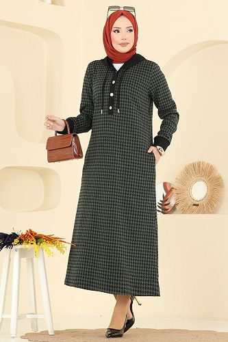 moda selvim Dress 4135PM271 Khaki - Thumbnail