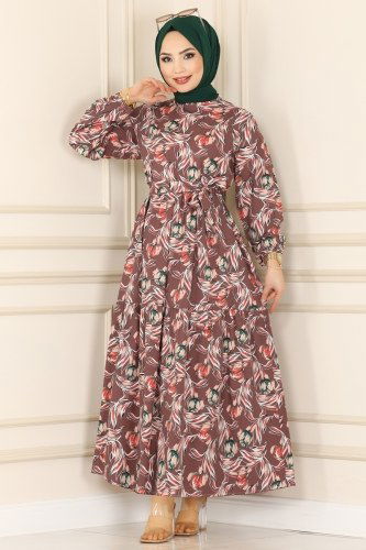 moda selvim Dress 413BRZ597 Powder Mink - Thumbnail