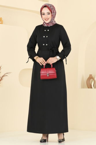 moda selvim الفستان أسود 416DVL817 - Thumbnail