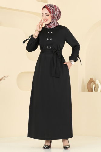 moda selvim الفستان أسود 416DVL817 - Thumbnail