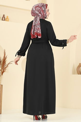 moda selvim الفستان أسود 416DVL817 - Thumbnail