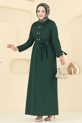 moda selvim Dress 416DVL817 Emerald - Thumbnail