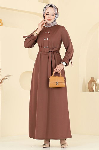 moda selvim Dress 416DVL817 Light Brown - Thumbnail