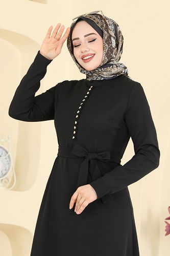 moda selvim Dress 4179ZNN863 Black - Thumbnail