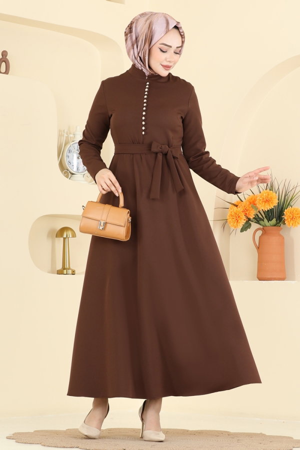 Dress 4179ZNN863 Brown - Moda Selvim