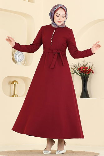 moda selvim الفستان خمري 4179ZNN863 - Thumbnail