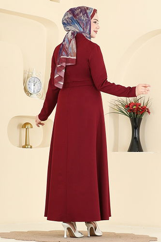 moda selvim الفستان خمري 4179ZNN863 - Thumbnail