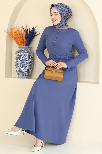 moda selvim الفستان ازرق 4179ZNN863 - Thumbnail