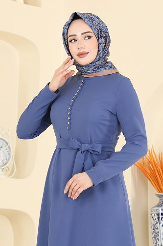 moda selvim الفستان ازرق 4179ZNN863 - Thumbnail