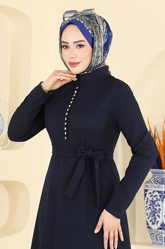 moda selvim الفستان كحلي 4179ZNN863 - Thumbnail