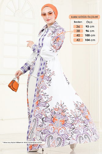 moda selvim الفستان النمط 1 برتقالي 42105JNF844 - Thumbnail