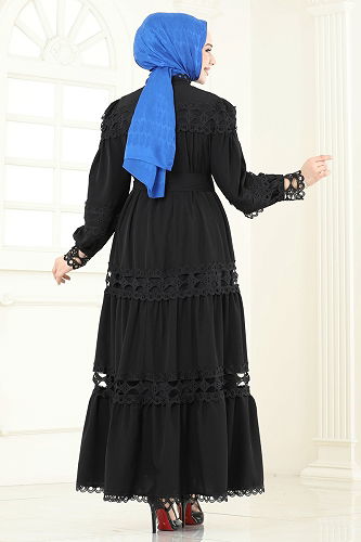 moda selvim Dress 42110JNF844 Black - Thumbnail