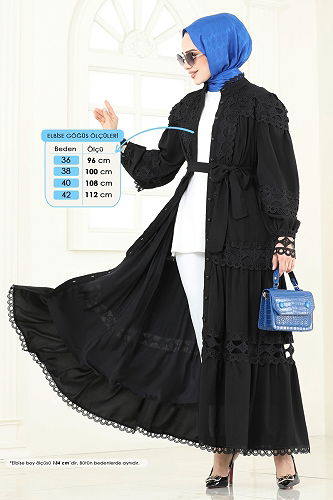 moda selvim الفستان أسود 42110JNF844 - Thumbnail