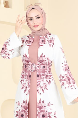moda selvim الفستان وردي 42127JNF844 - Thumbnail