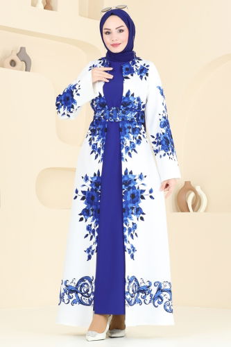 moda selvim الفستان نيلي 42127JNF844 - Thumbnail