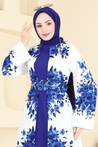 moda selvim الفستان نيلي 42127JNF844 - Thumbnail