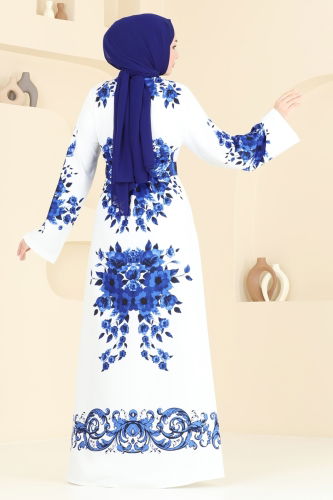moda selvim الفستان نيلي 42127JNF844 - Thumbnail